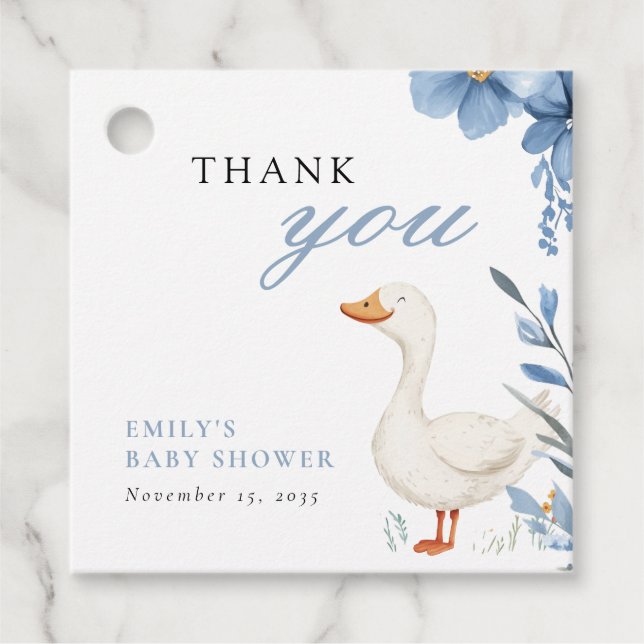 Eine kleine Alberne Gänsejunge Babydusche Geschenkanhänger (Vorderseite)