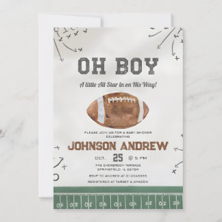 Eine kleine All Star American Football Baby Dusche Einladung