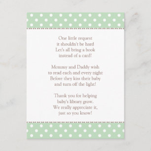 Eine kleine Anfrage Mint Green Baby Shower Book Begleitkarte