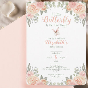 Eine kleine Baby Shower mit Schmetterling-Rundung Einladung