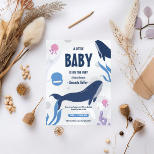 Eine kleine Baby Whale Baby Dusche Einladung