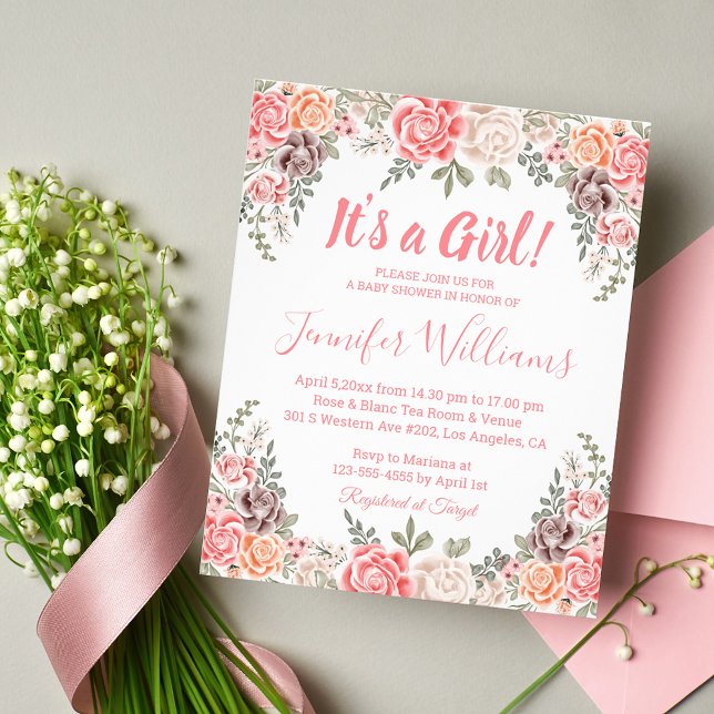 eine kleine Babydusche, die Blume einlädt Flyer (Von Creator hochgeladen)