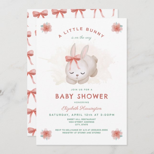 Eine kleine Babydusche Einladung (Vorne/Hinten)