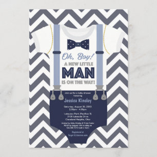 Eine kleine Babydusche Einladung, Junge Kleidung Einladung