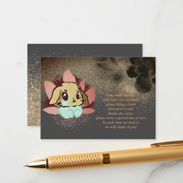 Eine kleine Babydusche für einen Glitzer Begleitkarte (Vorderseite/Rückseite Beispiel)