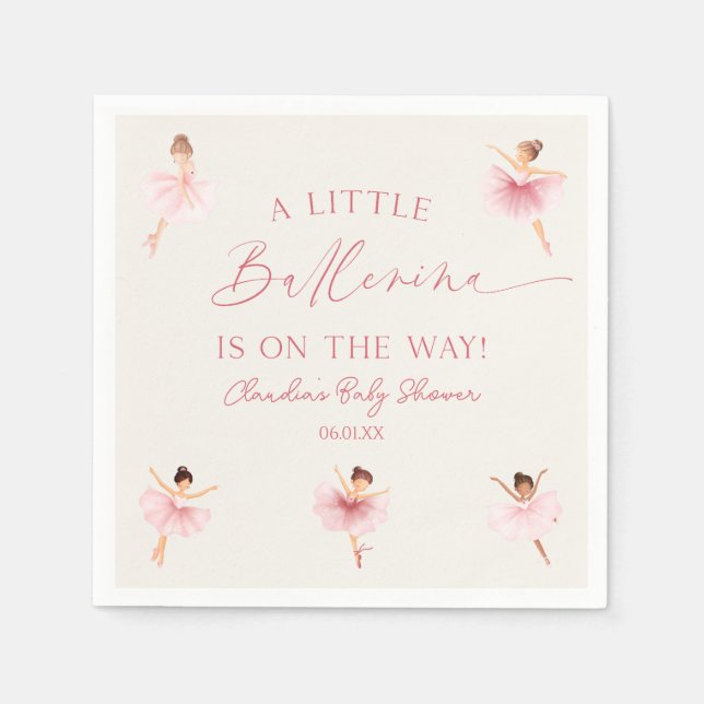 Eine kleine Ballerina Pink Ballett Babydusche Serviette (Vorderseite)