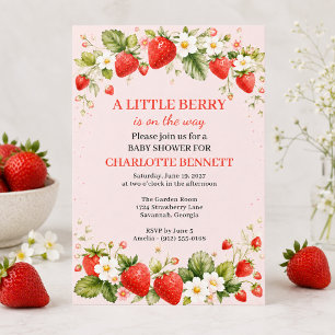 Eine kleine Beeren-Strawberry-Florale Babyparty Einladung