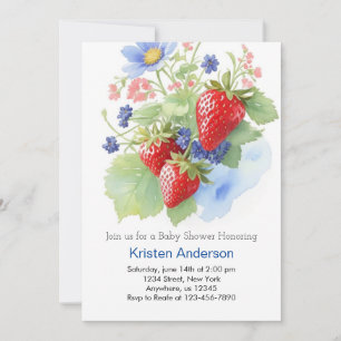 Eine kleine Berry Watercolor Fantasy Boy Baby Dusc Einladung