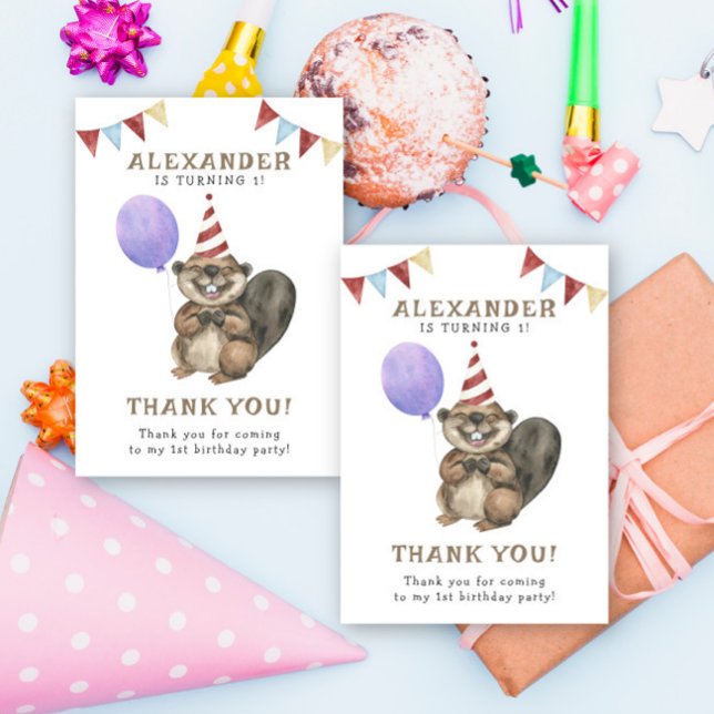 Eine kleine Biber-Geburtstagsparty Dankeskarte (Von Creator hochgeladen)