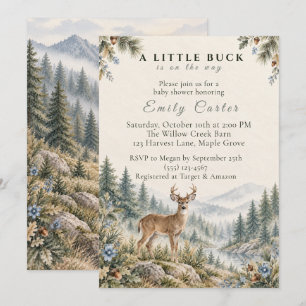Eine kleine Bock-Waldhirsch-Baby-Party Einladung