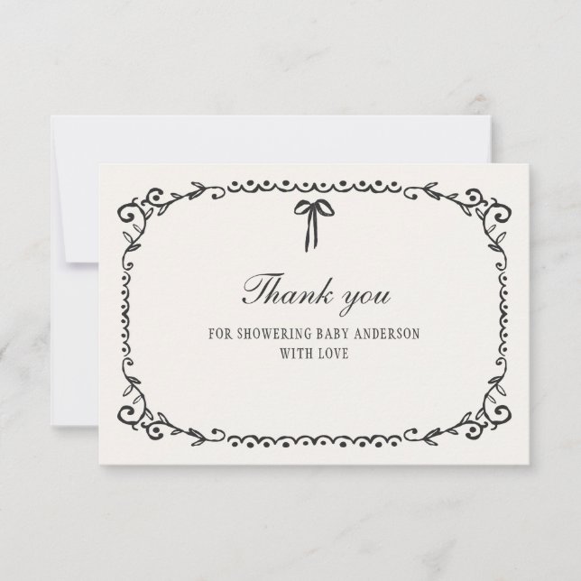 Eine kleine Boo Black Bow Halloween Kinderdusche Dankeskarte (Vorderseite)