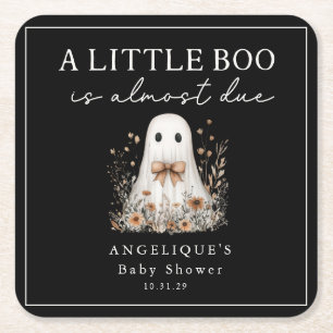 Eine kleine Boo-Geister-Wildblumen-Baby-Party Rechteckiger Pappuntersetzer