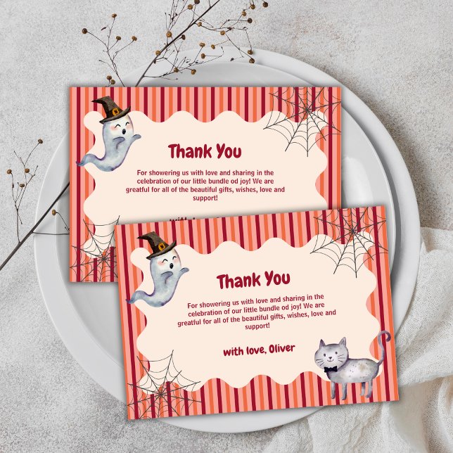 Eine kleine Boo Ghost Cat Herbst Babydusche Dankeskarte (A Little Boo Ghost Cat Fall Autumn Baby Shower Thank You Card)