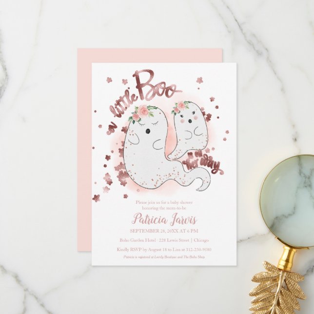 Eine kleine Boo Halloween Baby Dusche Einladung (Vorderseite/Rückseite Beispiel)