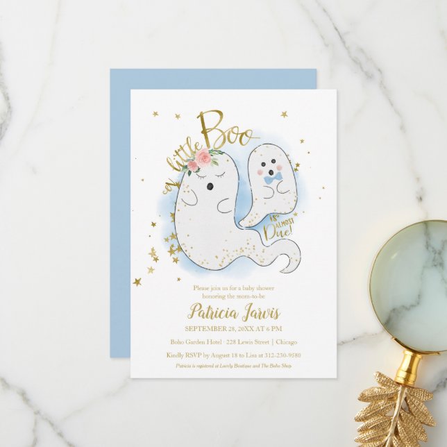 Eine kleine Boo Halloween Baby Dusche Einladung (Vorderseite/Rückseite Beispiel)