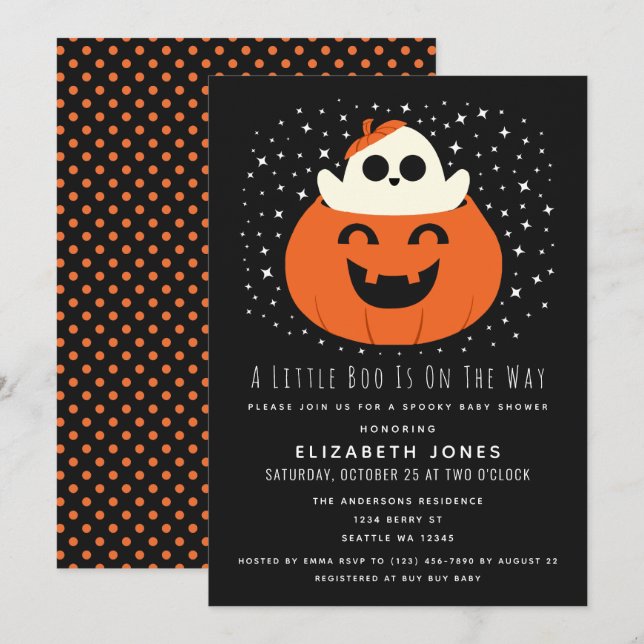 Eine kleine Boo Halloween Baby Dusche Einladung (Vorne/Hinten)