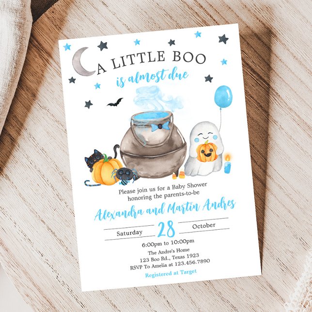 Eine kleine Boo Halloween-Kinderdusche Einladung (Blue A Little Boo Baby Shower Invitation)