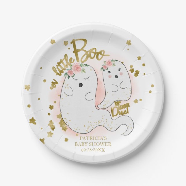 Eine kleine Boo Niedliche Halloween-Girl-Babydusch Pappteller (Vorderseite)