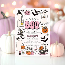 Eine kleine Boo Pink Halloween-Baby-Shower-Einladu