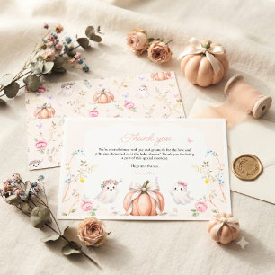 Eine kleine Boo süße rosa Oktober-Babyparty Dankeskarte