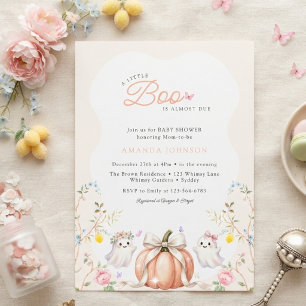 Eine kleine Boo süße rosa Oktober-Babyparty  Einladung