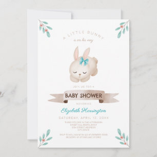 Eine kleine Bunny Spring Boy Baby Dusche Einladung