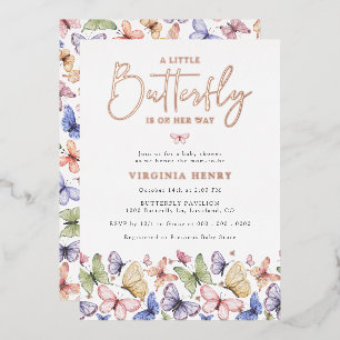 Eine kleine Butterfly-Baby-Party Folieneinladung
