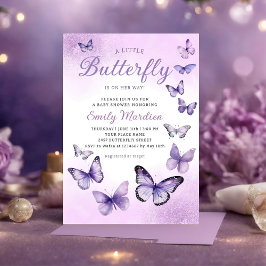 Eine kleine Butterfly Boho lila Girl Baby Dusche Einladung