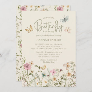Eine kleine Butterfly-Girl-Babydusche Einladung
