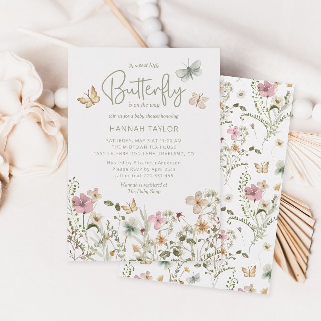 Eine kleine Butterfly-Girl-Babydusche Einladung (little butterfly baby shower invitation)