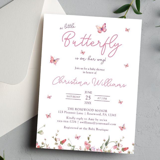Eine kleine Butterfly-Girl-Babydusche Einladung (Von Creator hochgeladen)