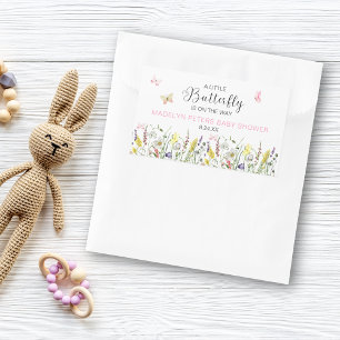 Eine kleine Butterfly-Wildblume Babyduschklemme Rechteckiger Aufkleber