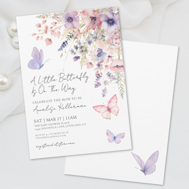 Eine kleine Butterfly-Wildblume Kinderdusche Einladung (A Little Butterfly Wildflower Baby Shower Invitation)