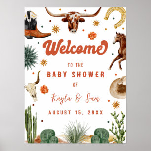 Eine kleine Cowboy-Baby-Party Begrüßung Poster