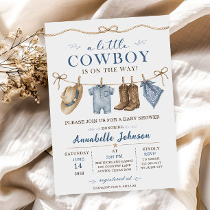 Eine kleine Cowboy-Baby-Party für einen Jungen Einladung