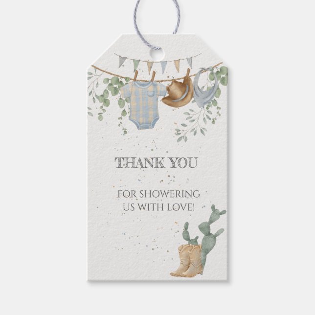 Eine kleine Cowboy-Babydusche Geschenkanhänger (Vorderseite)