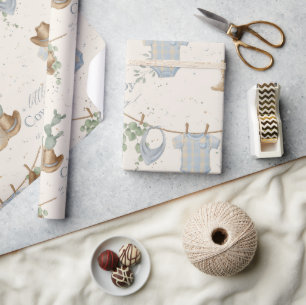 Eine kleine Cowboy-Babydusche Geschenkpapier