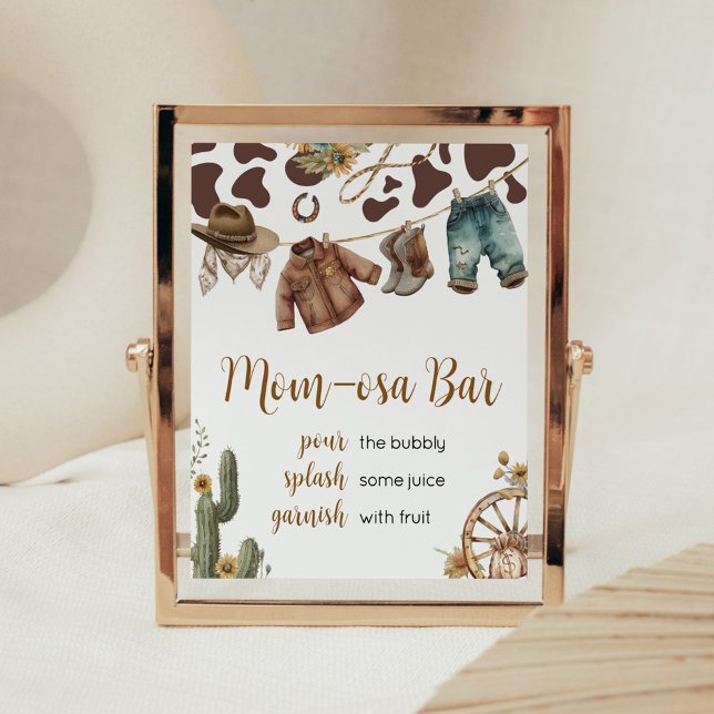Eine kleine Cowboy-Babydusche Mama Osa Bar Poster (A Little Cowboy Baby Shower Mom-osa Bar Sign)