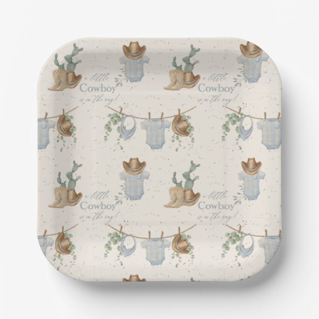 Eine kleine Cowboy-Babydusche Pappteller (Vorderseite)