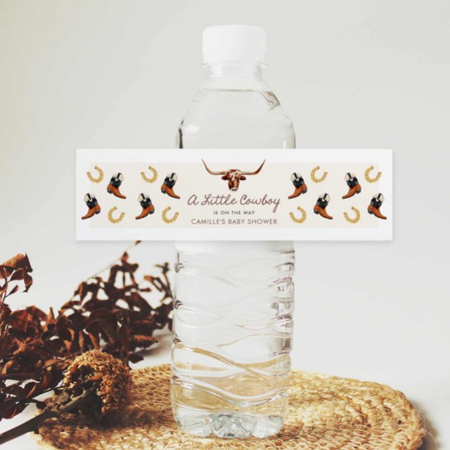 Eine kleine Cowboy-Babydusche Wasserflaschenetikett (Western Cowboy baby shower water bottle labels)