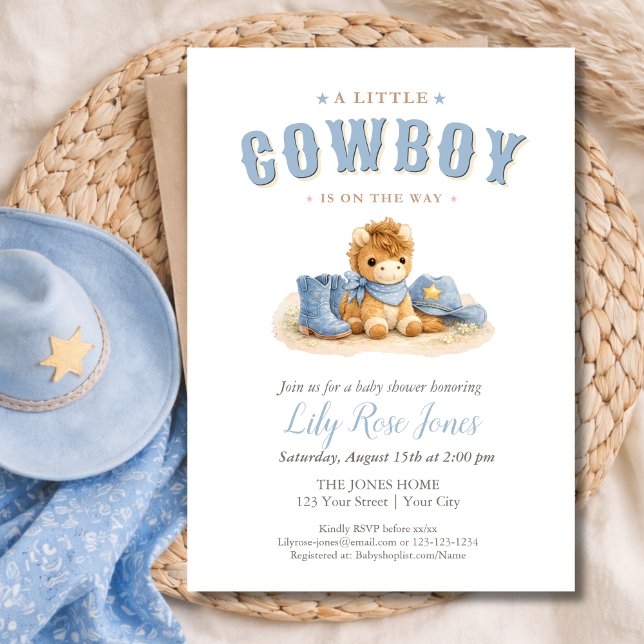 Eine kleine Cowboy ist unterwegs Baby Shower Einladung (Von Creator hochgeladen)