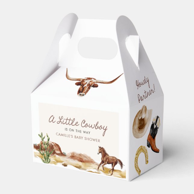 Eine kleine Cowboy-Western-Kinderdusche Geschenkschachtel (Vorderseite)