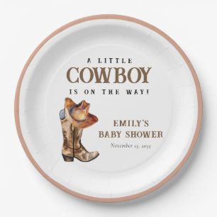Eine kleine Cowboy-Western-Kinderdusche Pappteller