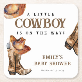 Eine kleine Cowboy-Western-Kinderdusche Rechteckiger Pappuntersetzer