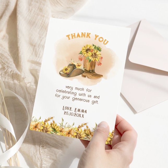 Eine kleine Cowboy-Western-Neutral-Babydusche Dankeskarte (Von Creator hochgeladen)