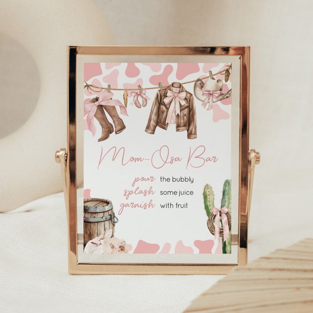 Eine kleine Cowgirl Baby Dusche Mama Osa Bar Poster (A Little Cowgirl Clothesline Baby Shower Mom Osa Bar Sign)