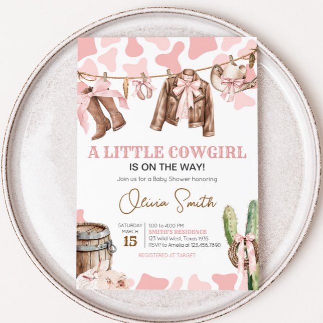 Eine kleine Cowgirl Babydusche Einladung (A Little Cowgirl Rodeo Baby Shower Invitation)