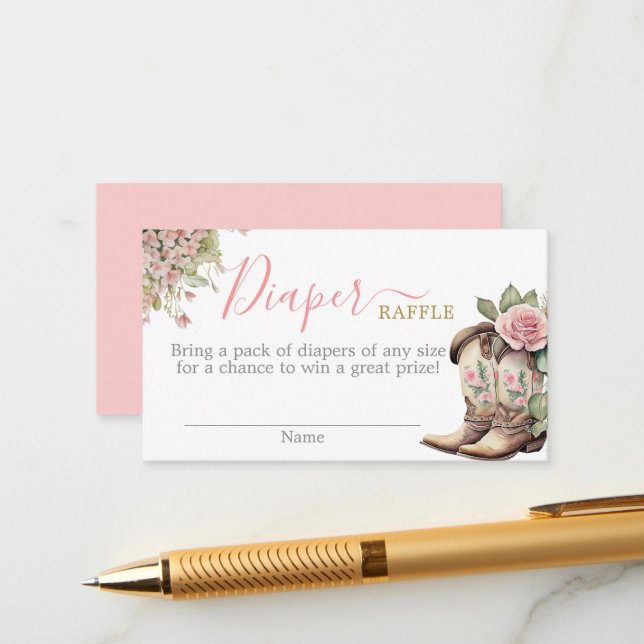 Eine kleine Cowgirl-Babydusche-Girl-Raffle-Karte Begleitkarte (Vorderseite/Rückseite Beispiel)