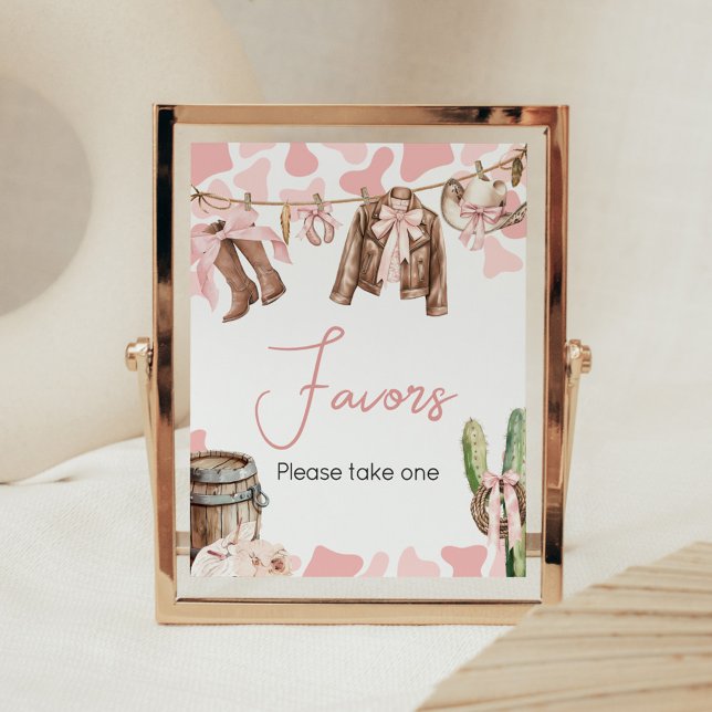 Eine kleine Cowgirl-Babydusche liebt Poster (A Little Cowgirl Clothesline Baby Shower Favors Sign)