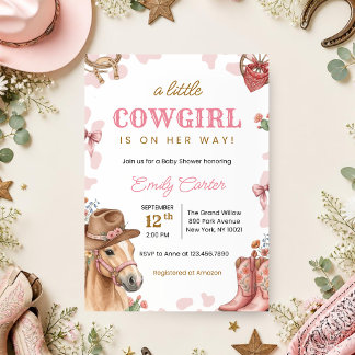 Eine kleine Cowgirl ist auf dem Weg Baby Shower Einladung